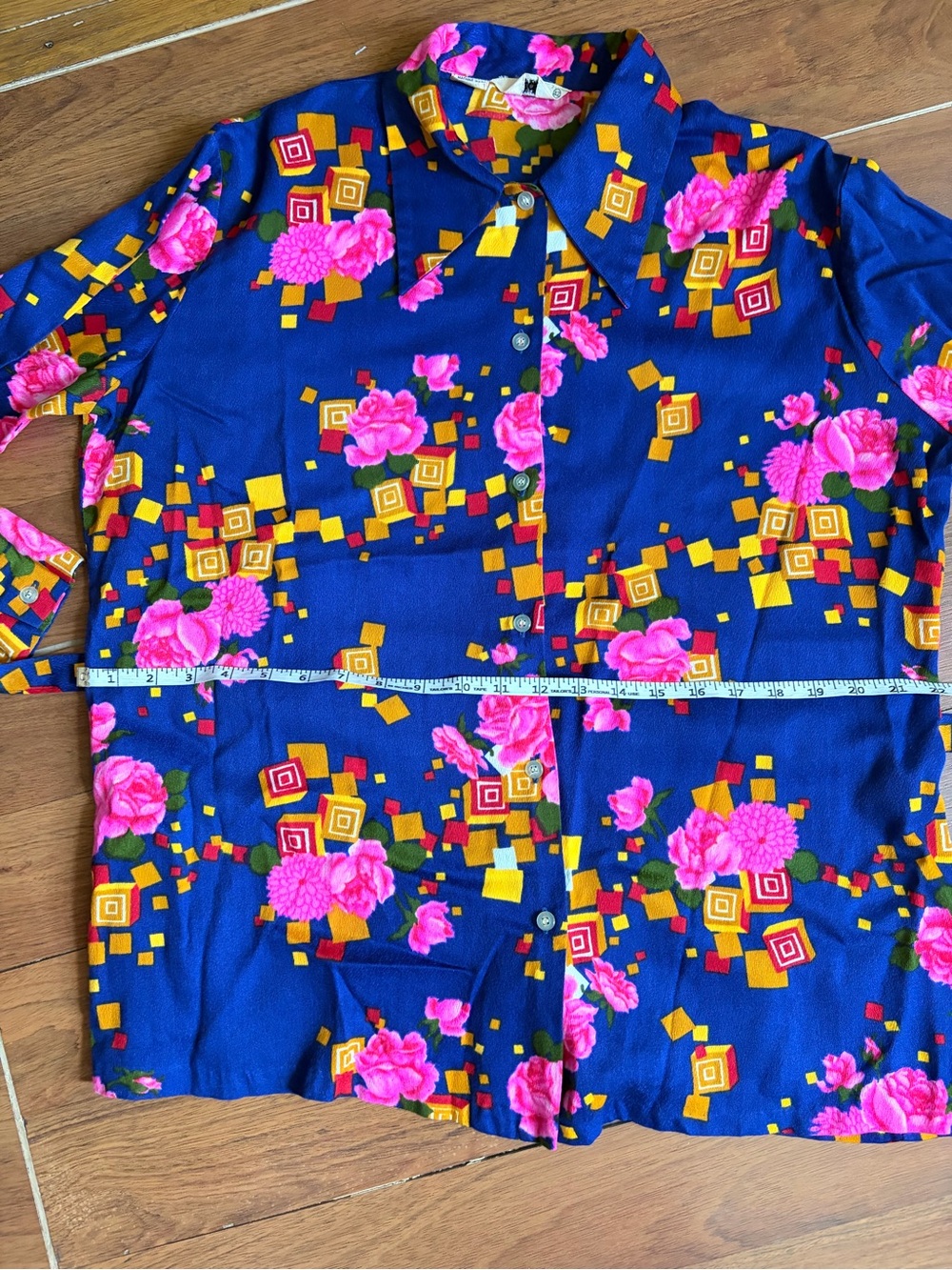 Vtg 60s/70s Miss Holly belted floral tunic button down - Picture 8 of 9